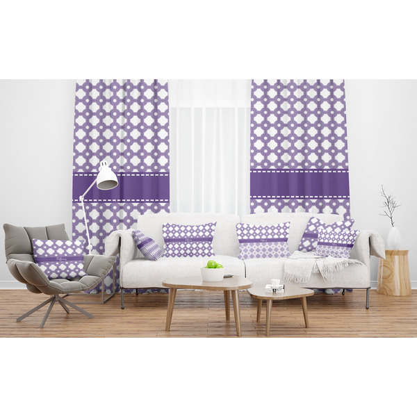 Connected Circles Sheer and Custom Curtains in Room with Matching Pillows