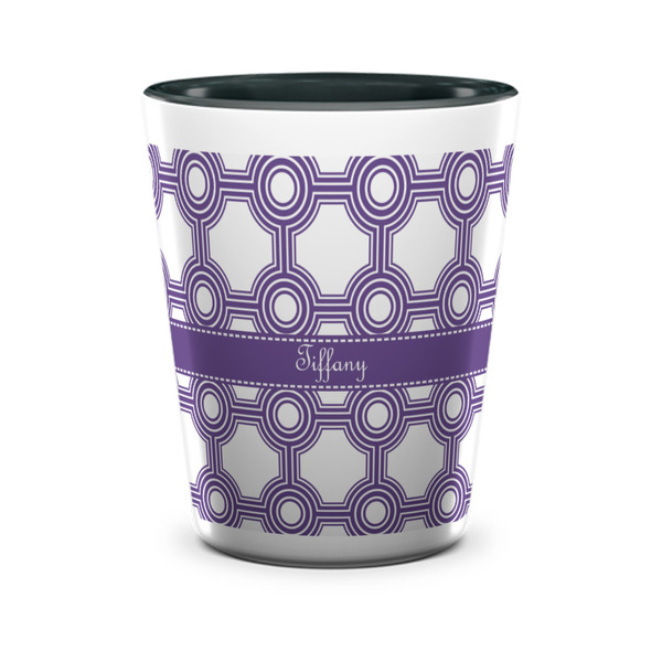 Custom Connected Circles Ceramic Shot Glass - 1.5 oz - Two Tone - Single (Personalized)