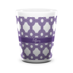 Connected Circles Ceramic Shot Glass - 1.5 oz - White - Set of 4 (Personalized)