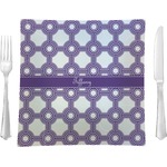 Connected Circles 9.5" Glass Square Lunch / Dinner Plate- Single or Set of 4 (Personalized)