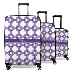 Connected Circles 3 Piece Luggage Set - 20" Carry On, 24" Medium Checked, 28" Large Checked (Personalized)
