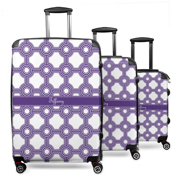 Custom Connected Circles 3 Piece Luggage Set - 20" Carry On, 24" Medium Checked, 28" Large Checked (Personalized)