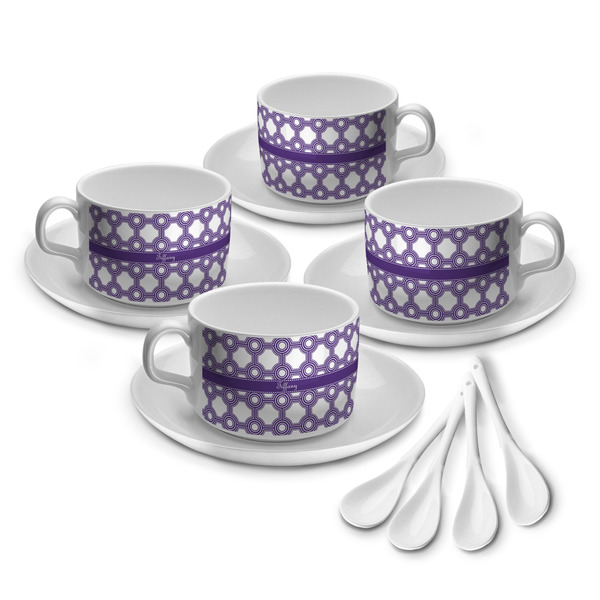 Custom Connected Circles Tea Cup - Set of 4 (Personalized)