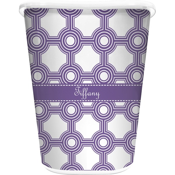 Custom Connected Circles Waste Basket - Single Sided (White) (Personalized)