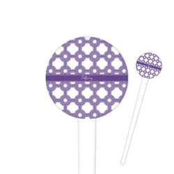 Connected Circles 4" Round Plastic Food Picks - White - Single Sided (Personalized)