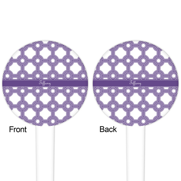 Connected Circles White Plastic 4" Food Pick - Round - Double Sided - Front & Back