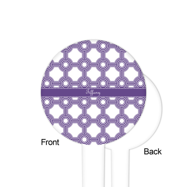 Connected Circles White Plastic 4" Food Pick - Round - Single Sided - Front & Back