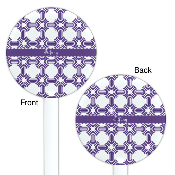 Connected Circles White Plastic 5.5" Stir Stick - Double Sided - Round - Front & Back