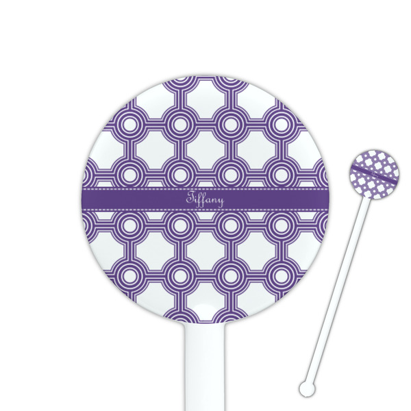 Custom Connected Circles 5.5" Round Plastic Stir Sticks - White - Single Sided (Personalized)