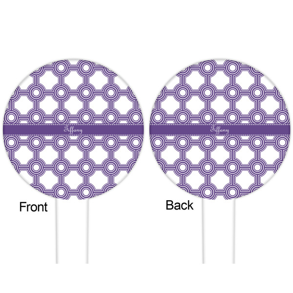 Connected Circles White Plastic 6" Food Pick - Round - Double Sided - Front & Back