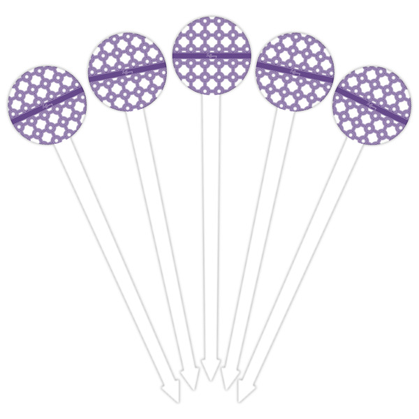 Connected Circles White Plastic 6" Food Pick - Round - Fan View