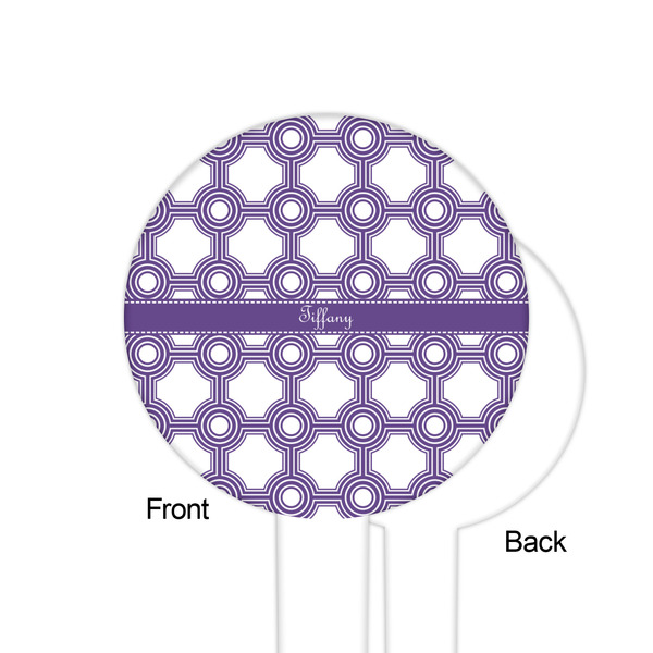 Connected Circles White Plastic 6" Food Pick - Round - Single Sided - Front & Back