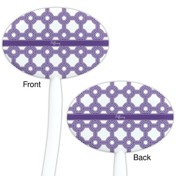 Connected Circles White Plastic 7" Stir Stick - Double Sided - Oval - Front & Back