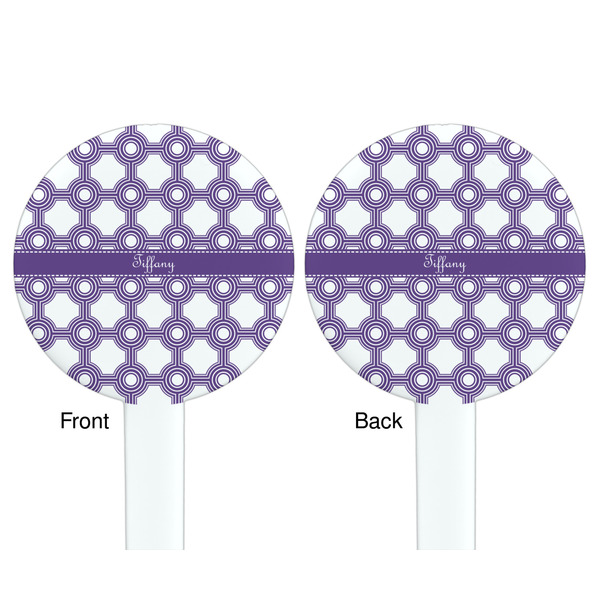 Connected Circles White Plastic 7" Stir Stick - Double Sided - Round - Front & Back