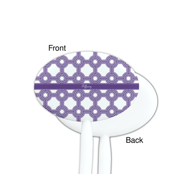 Connected Circles White Plastic 7" Stir Stick - Single Sided - Oval - Front & Back