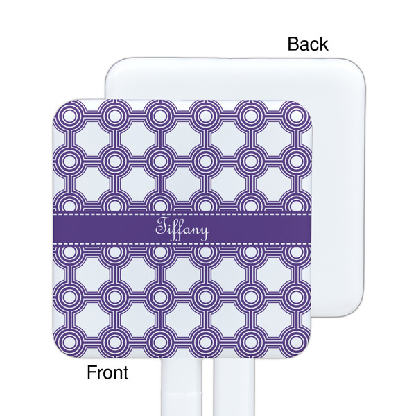 Connected Circles White Plastic Stir Stick - Single Sided - Square - Approval