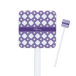Connected Circles Square Plastic Stir Sticks - Single Sided (Personalized)