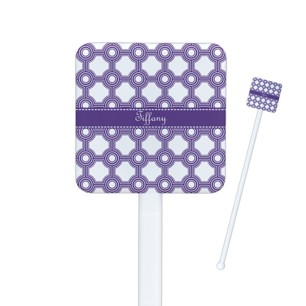 Custom Connected Circles Square Plastic Stir Sticks - Single Sided (Personalized)