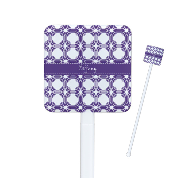 Custom Connected Circles Square Plastic Stir Sticks (Personalized)