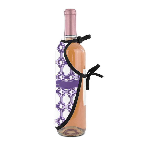 Connected Circles Wine Bottle Apron - DETAIL WITH CLIP ON NECK