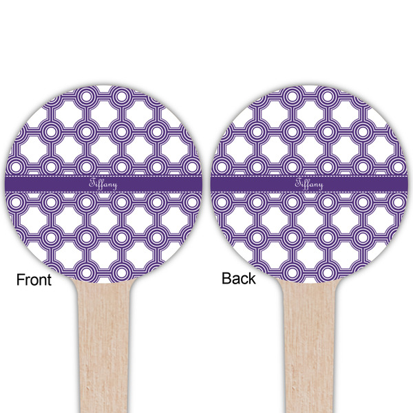 Connected Circles Wooden 4" Food Pick - Round - Double Sided - Front & Back