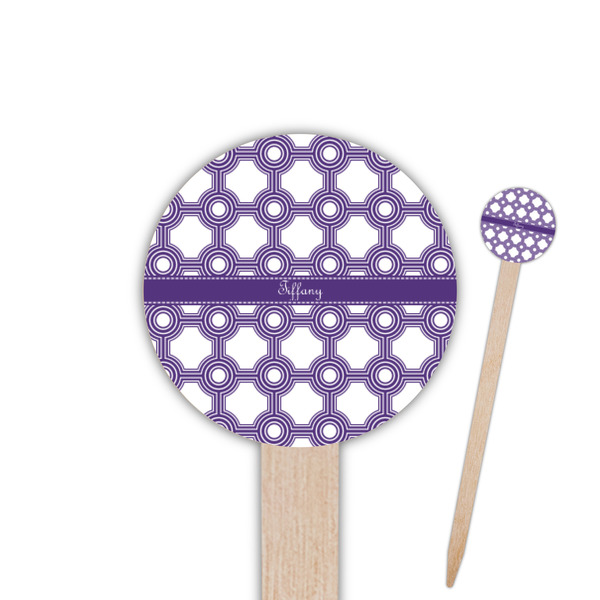 Custom Connected Circles 6" Round Wooden Food Picks - Single Sided (Personalized)