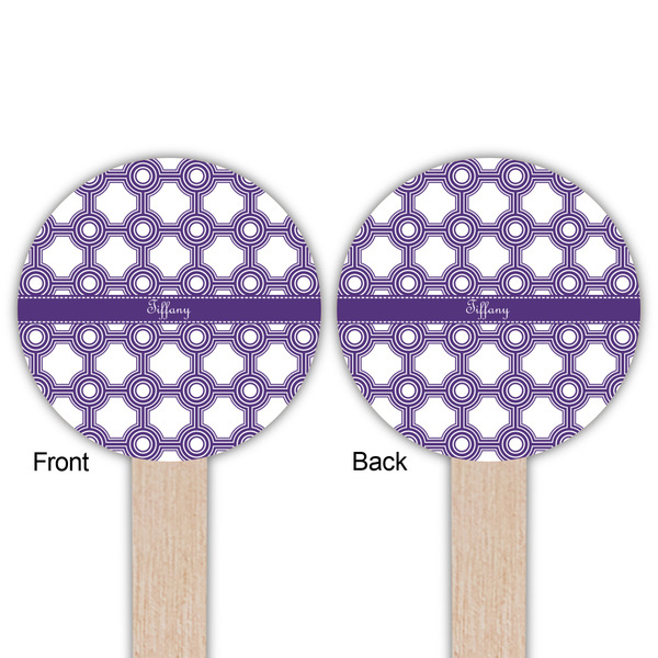 Connected Circles Wooden 6" Food Pick - Round - Double Sided - Front & Back