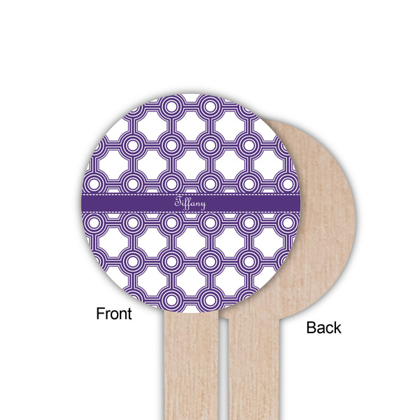 Connected Circles Wooden 6" Food Pick - Round - Single Sided - Front & Back