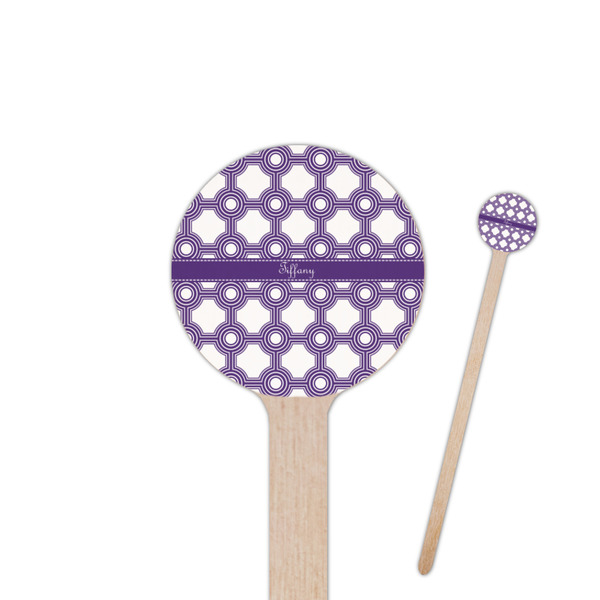 Custom Connected Circles 6" Round Wooden Stir Sticks - Single Sided (Personalized)