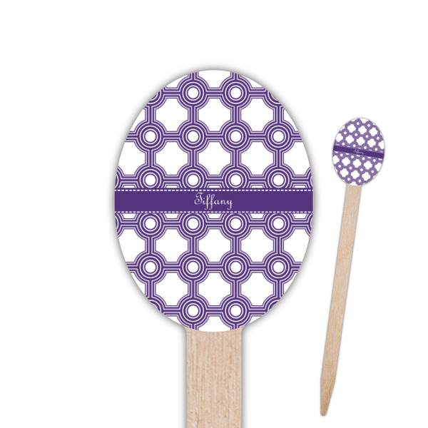 Custom Connected Circles Oval Wooden Food Picks (Personalized)
