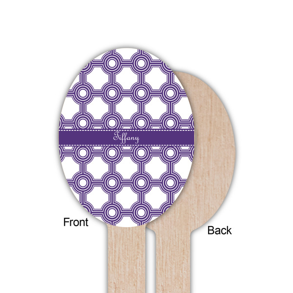 Connected Circles Wooden Food Pick - Oval - Single Sided - Front & Back