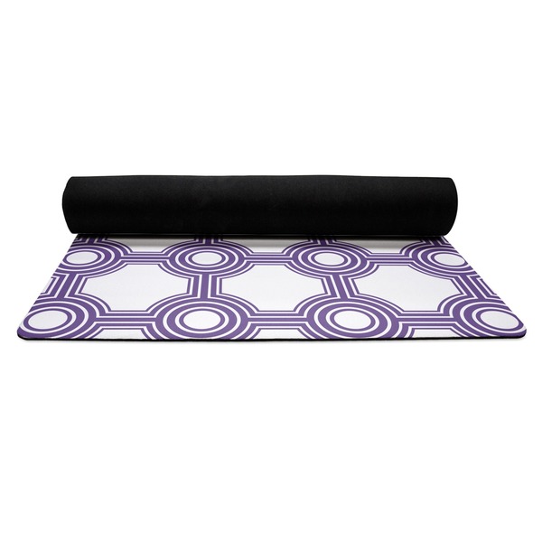 Connected Circles Yoga Mat Rolled up Black Rubber Backing