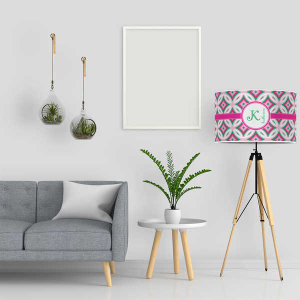 Linked Circles & Diamonds 12" Drum Lampshade - LIFESTYLE