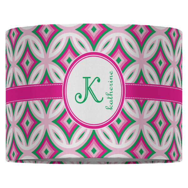 Linked Circles & Diamonds 16" Drum Lampshade - FRONT (Fabric)