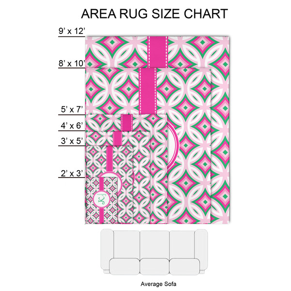 Linked Circles & Diamonds 2'x3' Indoor Area Rugs - Size Chart