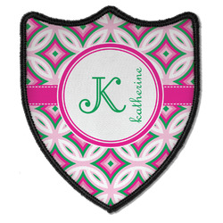 Linked Circles & Diamonds Iron On Shield Patch B w/ Name and Initial