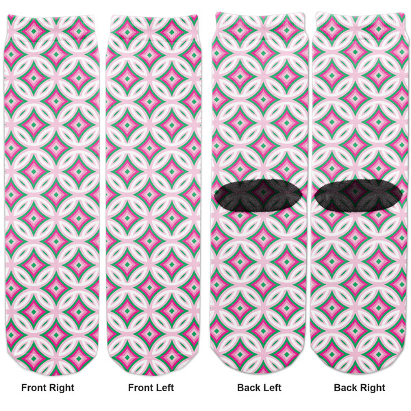 Linked Circles & Diamonds Adult Crew Socks - Double Pair - Front and Back - Apvl