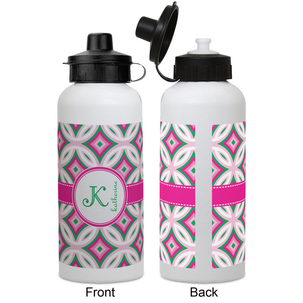 Linked Circles & Diamonds Aluminum Water Bottle - White APPROVAL