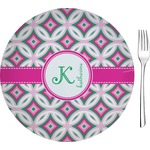 Linked Circles & Diamonds 8" Glass Appetizer / Dessert Plates - Single or Set (Personalized)