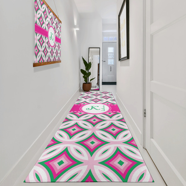 Linked Circles & Diamonds Area Rug Sizes - In Context (vertical)