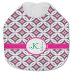 Linked Circles & Diamonds Jersey Knit Baby Bib w/ Name and Initial