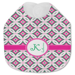 Linked Circles & Diamonds Jersey Knit Baby Bib w/ Name and Initial