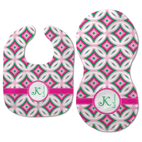 Linked Circles & Diamonds Baby Bib & Burp Set - Approval (new bib & burp)