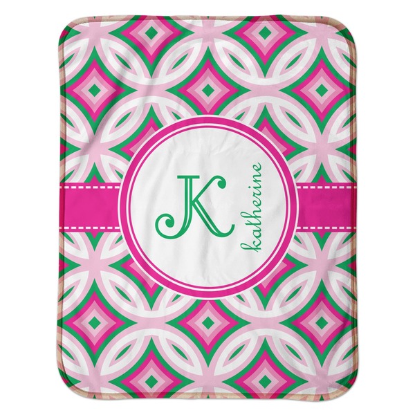Linked Circles & Diamonds Baby Sherpa Blanket - Flat