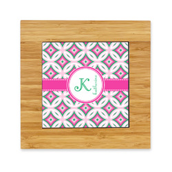 Linked Circles & Diamonds Bamboo Trivet with Ceramic Tile Insert (Personalized)