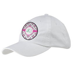 Linked Circles & Diamonds Baseball Cap - White (Personalized)