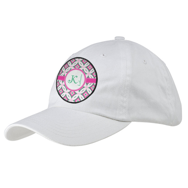 Custom Linked Circles & Diamonds Baseball Cap - White (Personalized)
