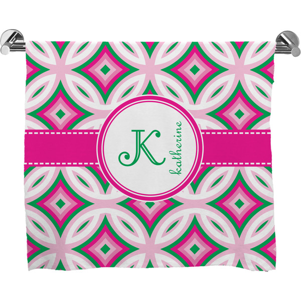 Custom Linked Circles & Diamonds Bath Towel (Personalized)