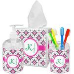 Linked Circles & Diamonds Acrylic Bathroom Accessories Set w/ Name and Initial