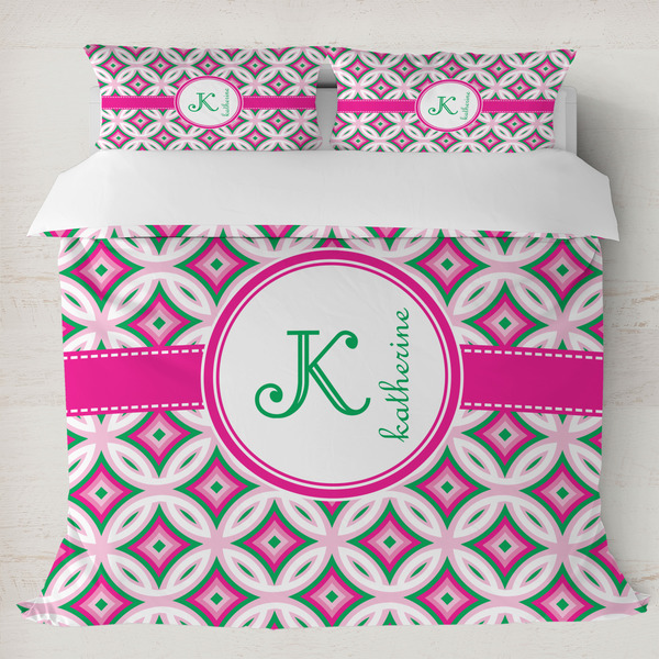 Custom Linked Circles & Diamonds Duvet Cover Set - King (Personalized)